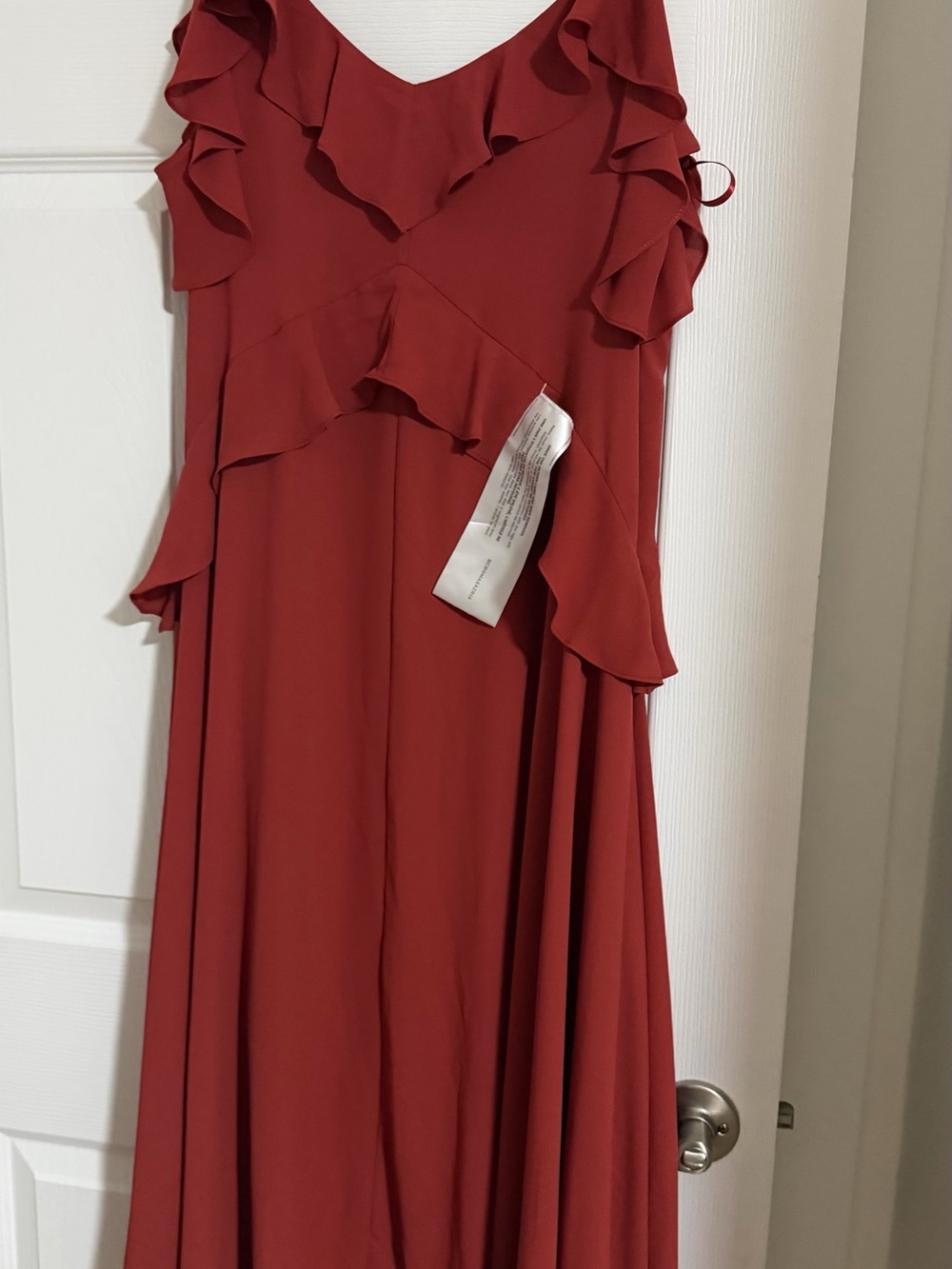 BCBGMaxAzria Rust Red Ruffle High-Low Dress - Picture 4 of 6